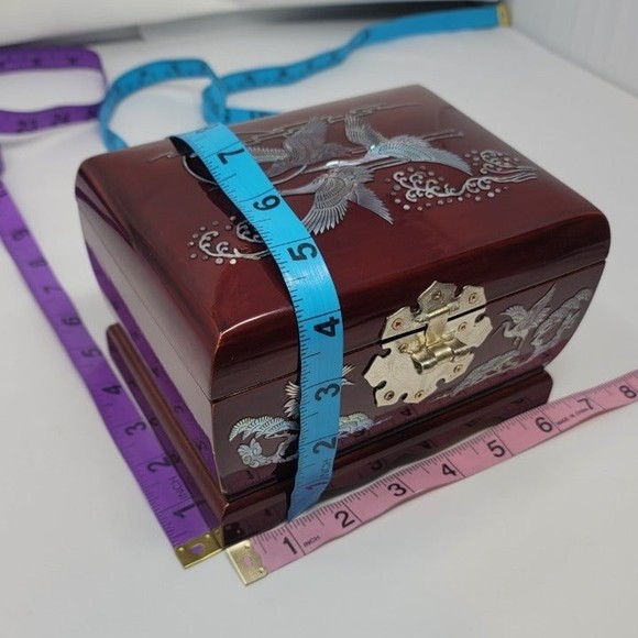 Vintage Mother Of Pearl Inlay Wooden lacquer Arirang Music Jewelry Box Korean - Picture 11 of 13